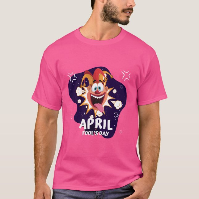 April Fool's Day Clown - Funny Pink T-Shirt (Front)
