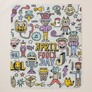 April fools day funny doodle colorful set 1. Vinta Sherpa Blanket