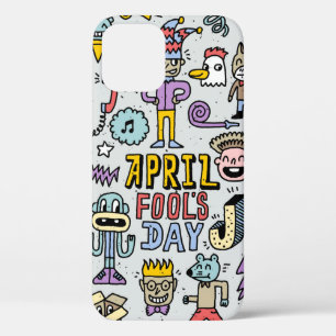 April fools day funny doodle colourful set 1. Vint iPhone 12 Case