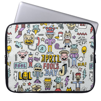 April fools day funny doodle colourful set 1. Vint Laptop Sleeve