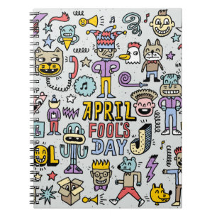 April fools day funny doodle colourful set 1. Vint Notebook