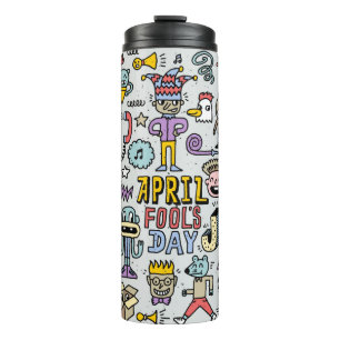 April fools day funny doodle colourful set 1. Vint Thermal Tumbler