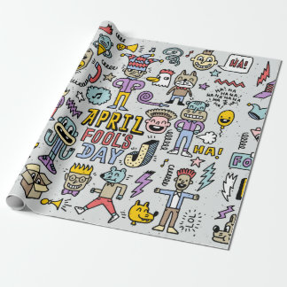 April fools day funny doodle colourful set 1. Vint Wrapping Paper
