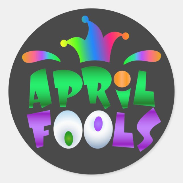 April Fools Day Funny Modern Jester Classic Round Sticker (Front)