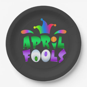 April Fools Day Funny Modern Jester Paper Plate