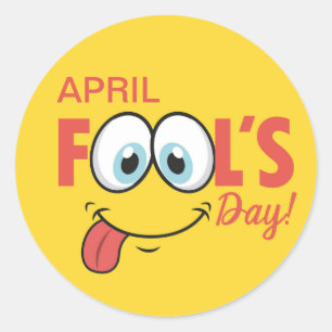 April Fool's Day Happy Funny Face Holidays Classic Round Sticker