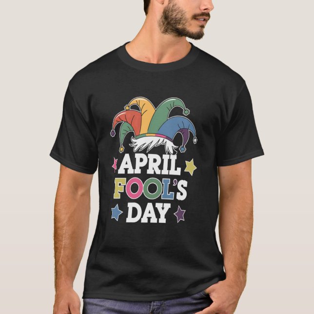 April Fool's Day Jester Hat Funny Prank Gift T-Shirt (Front)
