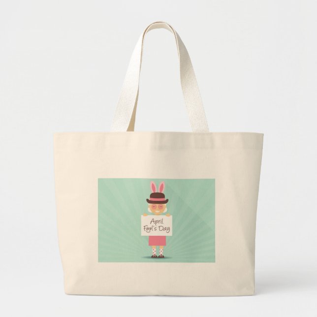 april fools day large tote bag (Front)