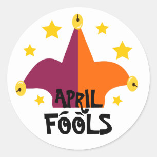 April Fools Jester Hat Classic Round Sticker