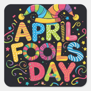 April fools jokes square sticker