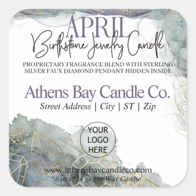 April Hidden Jewellery Candle Product Label (Front)