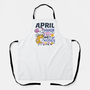April Hugs and Wet Noses – Cute Dog and Cat Art Apron
