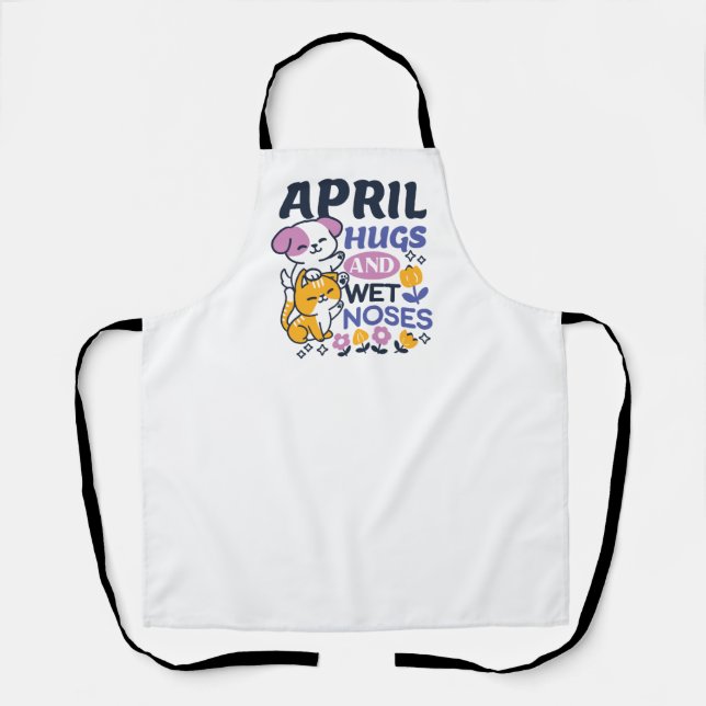 April Hugs and Wet Noses – Cute Dog and Cat Art Apron (Front)