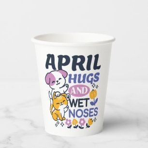 April Hugs and Wet Noses – Cute Dog and Cat Art Paper Cups