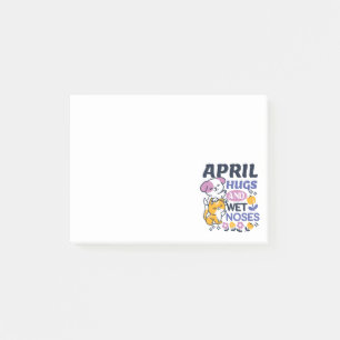 April Hugs and Wet Noses – Cute Dog and Cat Art Post-it Notes