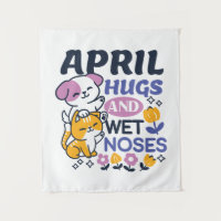 April Hugs and Wet Noses – Cute Dog and Cat Art