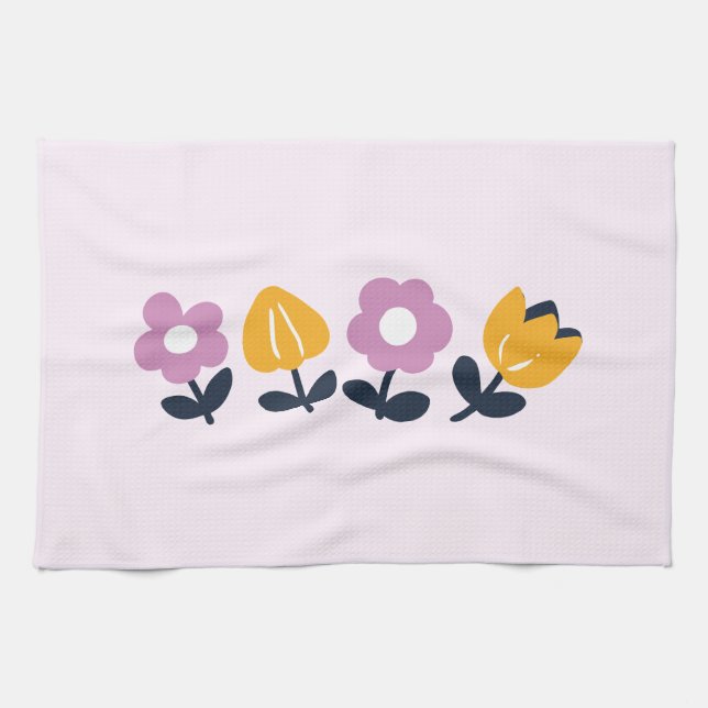 April Hugs and Wet Noses – Floral Part Tea Towel (Horizontal)