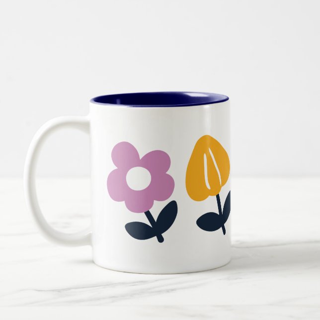 April Hugs and Wet Noses – Floral Part Two-Tone Coffee Mug (Left)