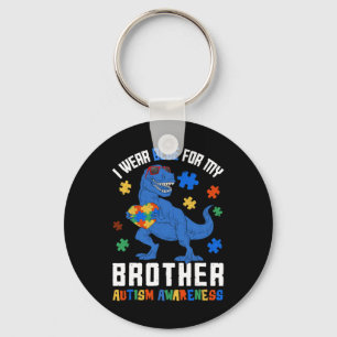 April I Wear Blue For Brother Dinosaur Autism Awar Key Ring