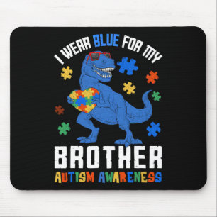 April I Wear Blue For Brother Dinosaur Autism Awar Mouse Mat