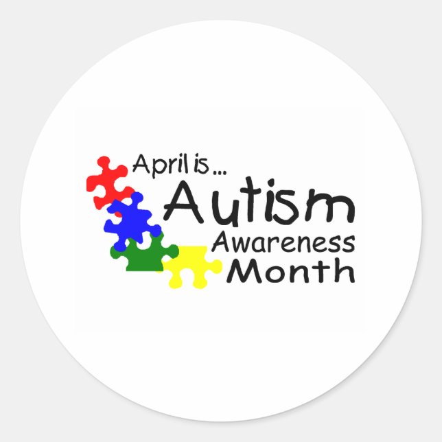 April Is Autism Awareness Month (PP) Classic Round Sticker (Front)