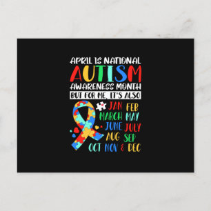 April is National Autism Awareness Month Announcement Postcard