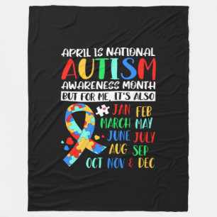April is National Autism Awareness Month Fleece Blanket