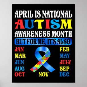 April Is National Autism Awareness Month Kids Boy Poster