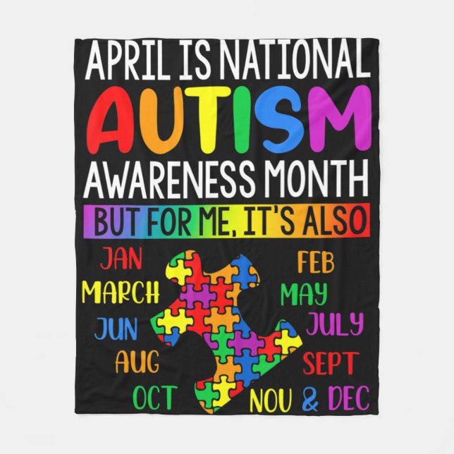 April is National Autism Awareness Month Kids Boys Fleece Blanket (Front)