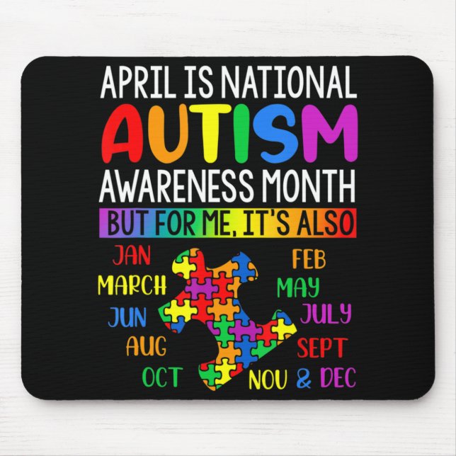 April is National Autism Awareness Month Kids Boys Mouse Mat (Front)