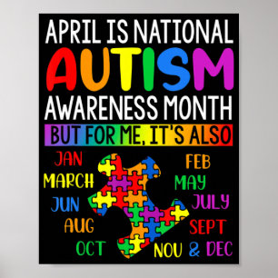 April is National Autism Awareness Month Kids Boys Poster