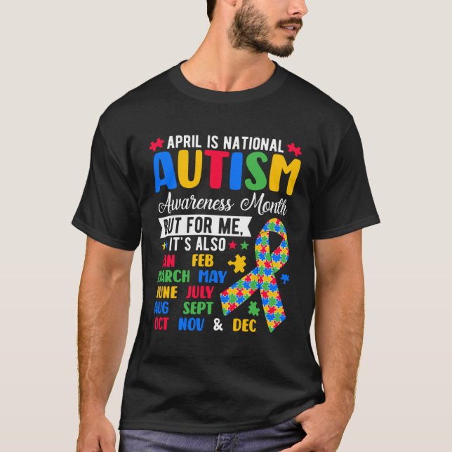 April Is National Autism Awareness Month Puzzle Pi T-Shirt (Front)