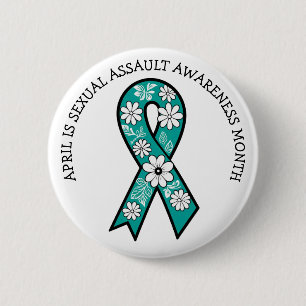April is Sexual Assault Awareness Month   Teal 6 Cm Round Badge