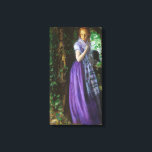 April Love (by Arthur Hughes) Canvas Print<br><div class="desc">This design features art by the English painter Arthur Hughes (1832–1915). This is perhaps Hughes' best known work and one of the most popular of all Pre-Raphaelite paintings. It shows a beautiful woman standing in a ruined building. She is stunningly beautiful and is wearing a long purple dress with a...</div>