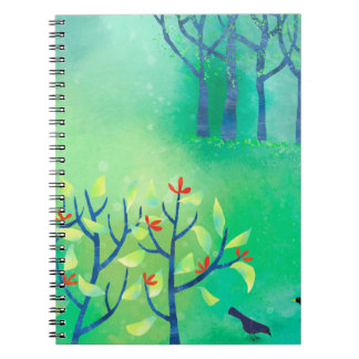 April Modern Green Landscape Nature Painting Notebook
