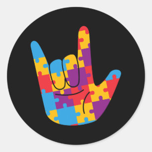 April National Autism Awareness Month Asl Love Sig Classic Round Sticker