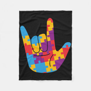 April National Autism Awareness Month Asl Love Sig Fleece Blanket