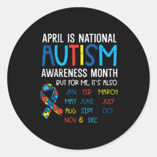 April National Autism Awareness Month Ribbon Men W Classic Round Sticker