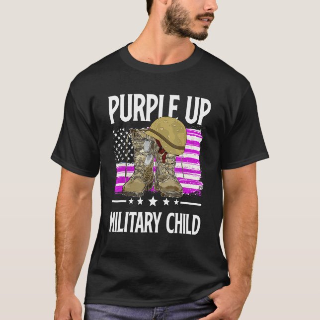 April Purple Up Month Of Military Child Boots Amer T-Shirt (Front)