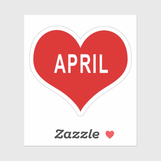 APRIL Red Love Heart Vinyl Sticker (Sheet)