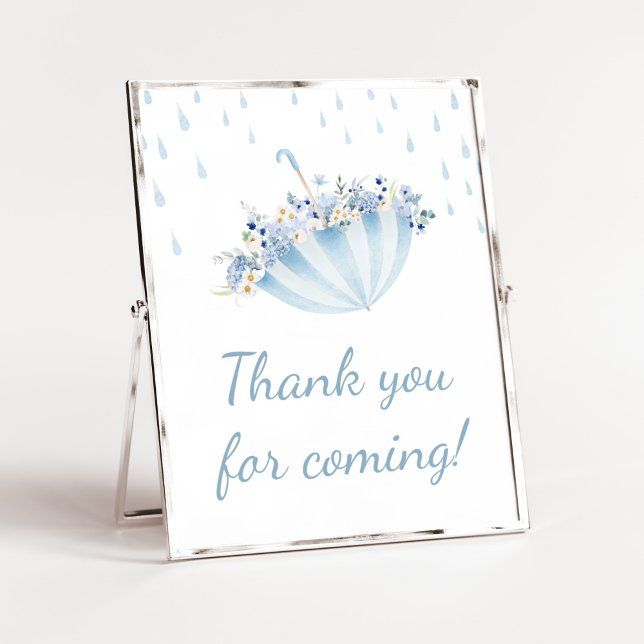April Shower Bring May Flower Thank you for Coming Poster (Boy April Shower Bring May Flowers Baby Shower Thank you for Coming Sign)