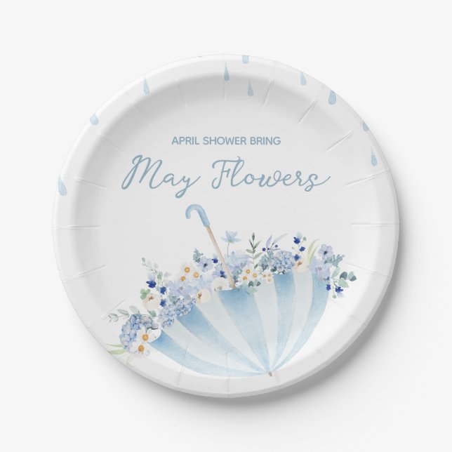 April Shower Bring May Flowers Baby Shower Paper Plate (Front)
