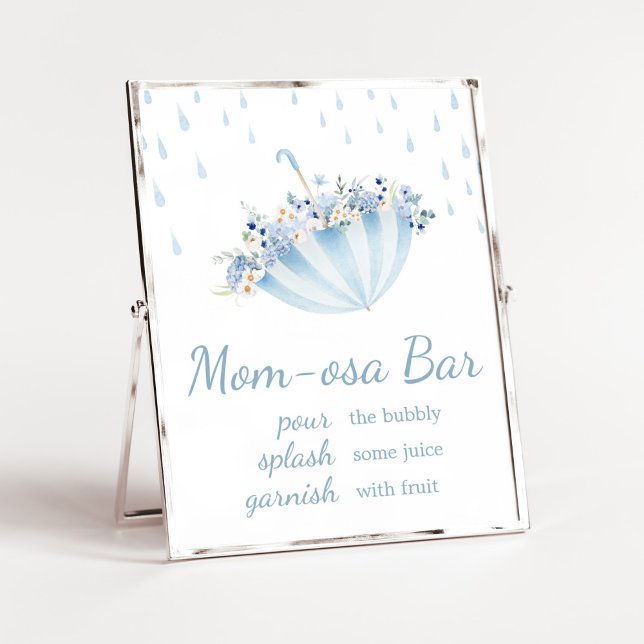 April Shower Bring May Flowers Mum Osa Bar Poster (Boy April Shower Bring May Flowers Baby Shower Mom Osa Bar Sign)