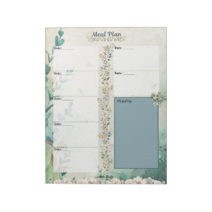 April Showers 7 Day Blank Meal Planner Notepad