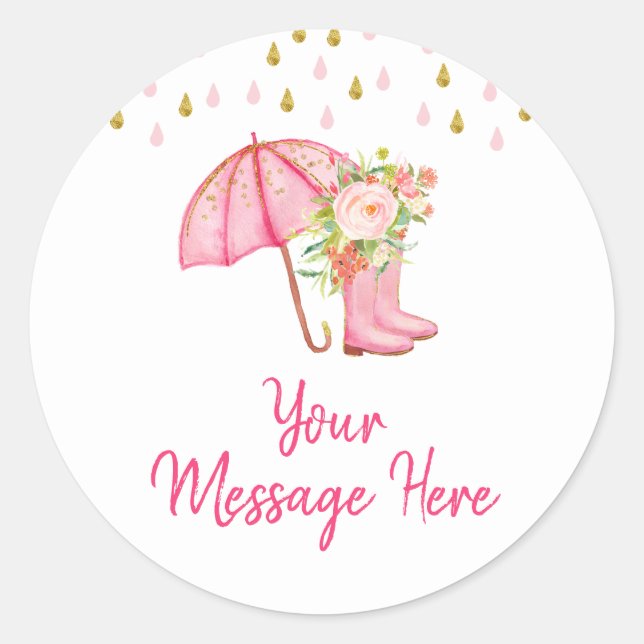 April Showers Bring May Flower Baby Shower Classic Round Sticker (Front)