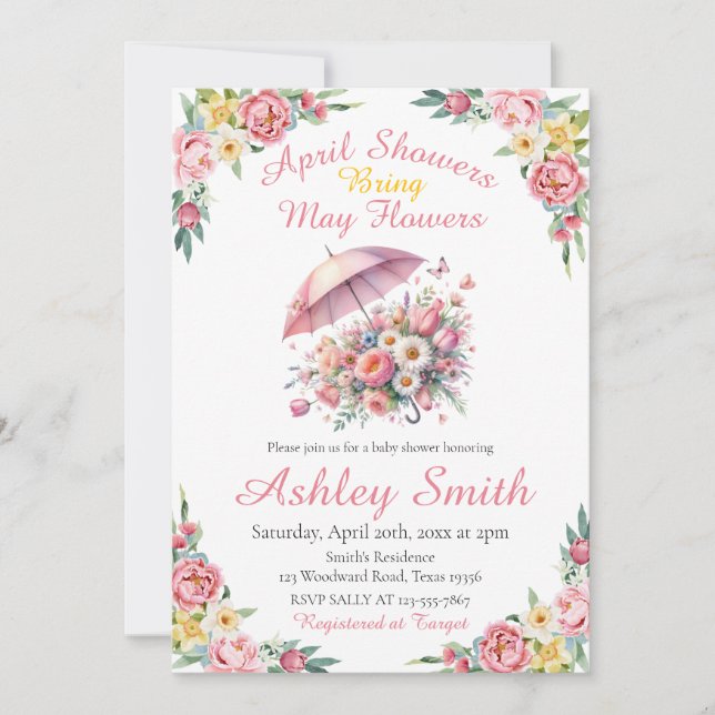 April Showers Bring May Flowers Baby Shower Invitation (Front)