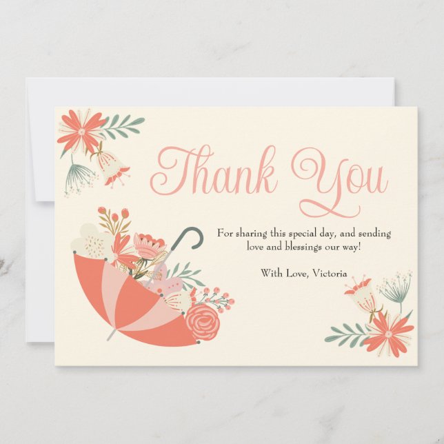 April Showers Bring May Flowers Baby Shower Thank You Card (Front)