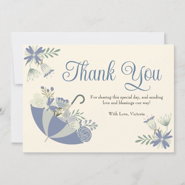 April Showers Bring May Flowers Baby Shower Thank You Card (Front)