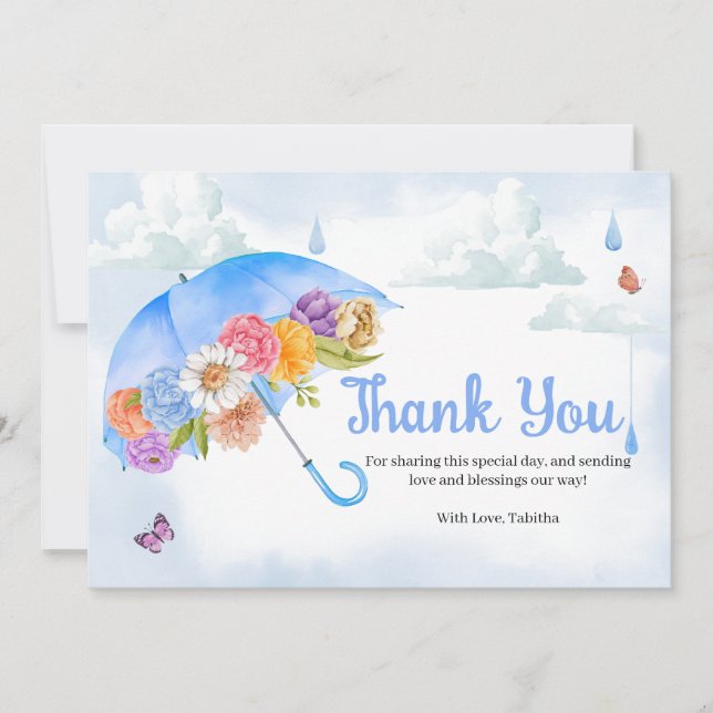 April Showers Bring May Flowers Baby Shower Thank You Card (Front)