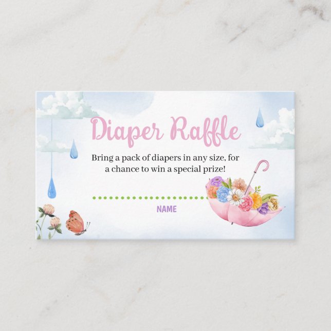 April Showers Bring May Flowers Diaper Raffle Enclosure Card (Front)